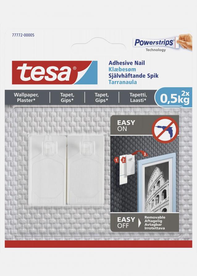 Tesa - Prego autoadesivo para todos os tipos de paredes (máx. 2x0,5 kg)
