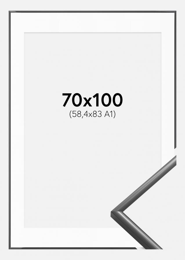 Moldura New Lifestyle Cinzento-escuro 70x100 cm - Passe-partout Branco 59,4x84