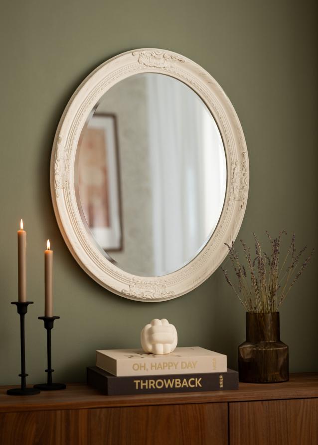 Espelho Antique Branco Oval 63x73 cm