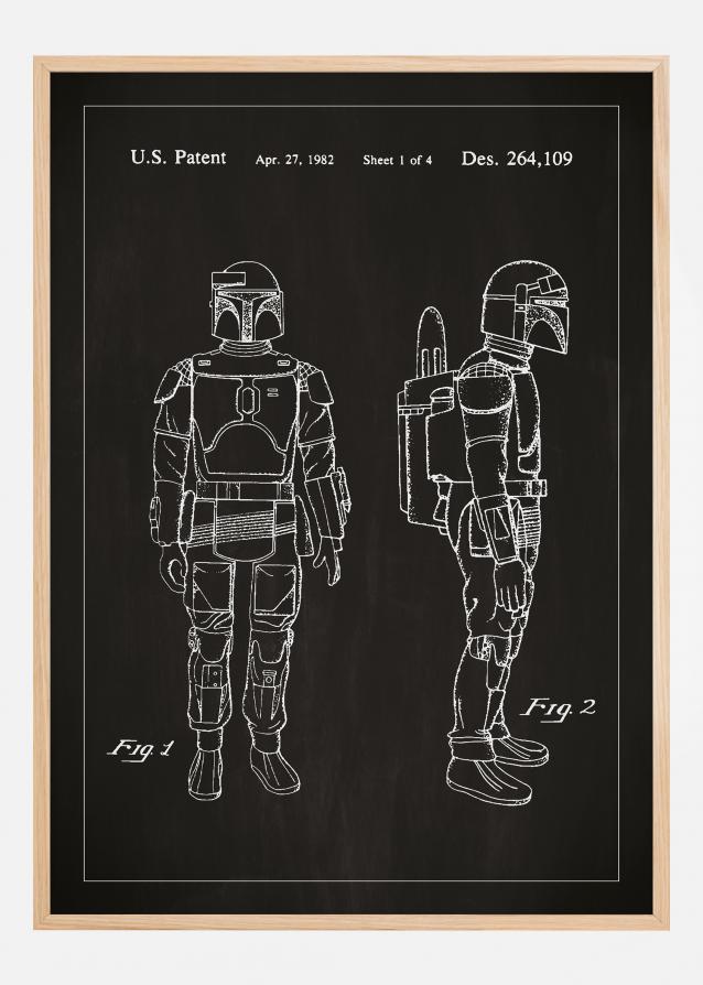 Desenho de patentes - Star Wars - Boba Fett - Preto Póster