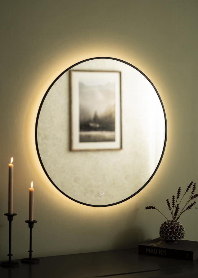 KAILA Espelho Circle LED Preto 80 cm Ø