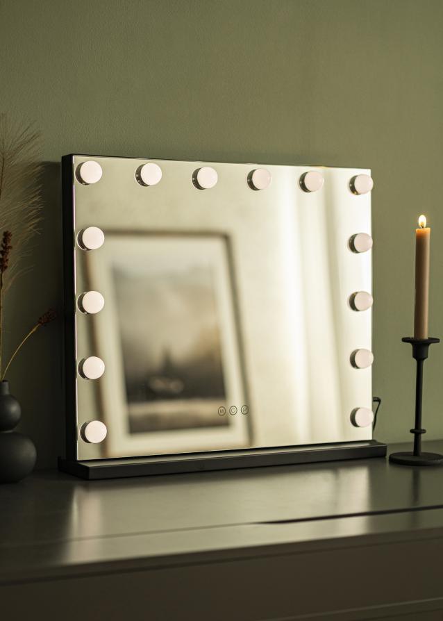 KAILA Espelho para toucador Base LED 14 Preto 56x46 cm