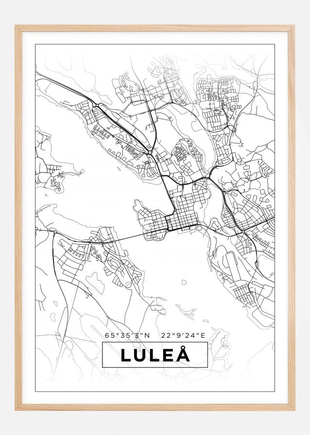 Mapa - Luleå - Cartaz Branco