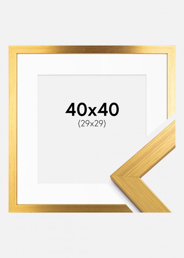 Moldura Gold Wood 40x40 cm - Passe-partout Branco 30x30 cm