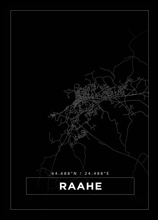 Mapa - Raahe - Cartaz Preto