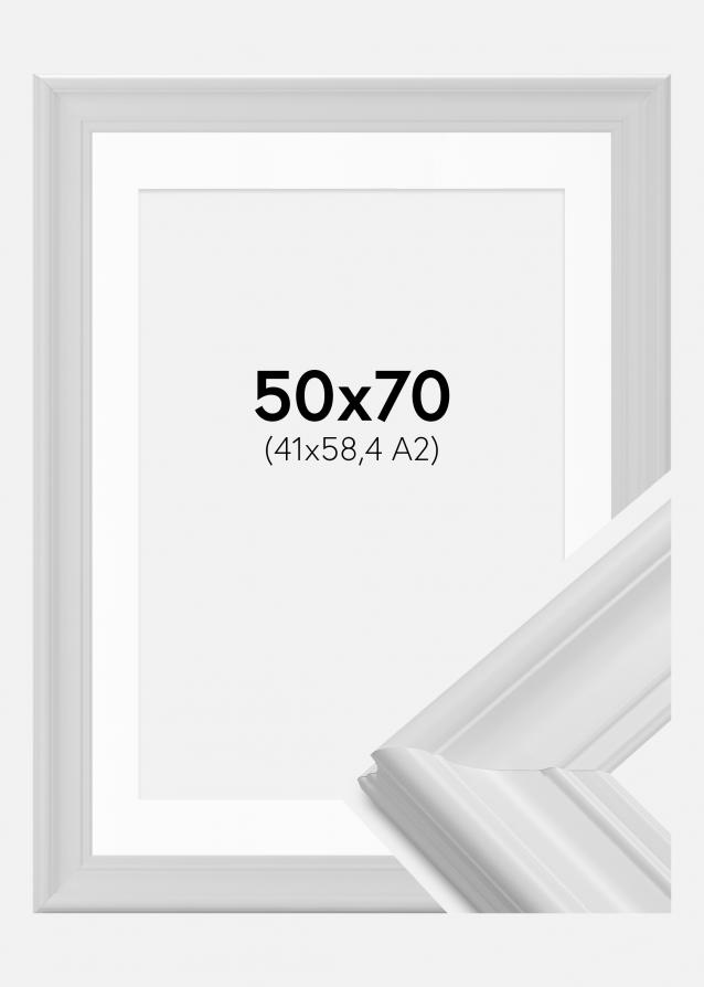 Moldura Mora Premium Branco 50x70 cm - Passe-partout Branco 42x59,4 cm (A2)
