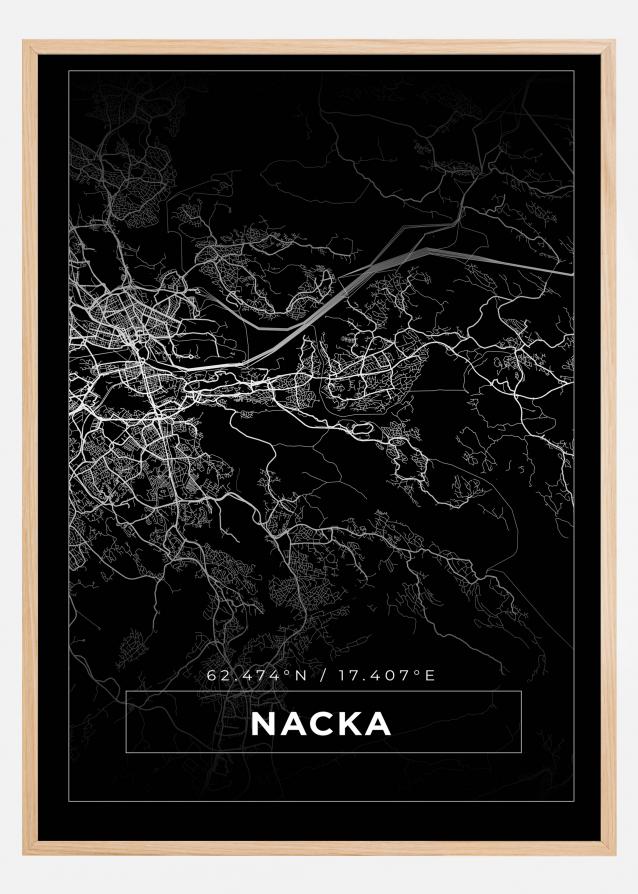 Mapa - Nacka - Cartaz Preto