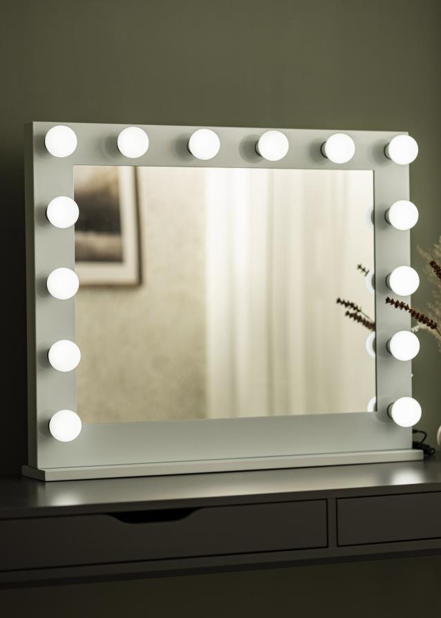 KAILA Espelho para toucador Hollywood 14 E27 Branco 80x65 cm