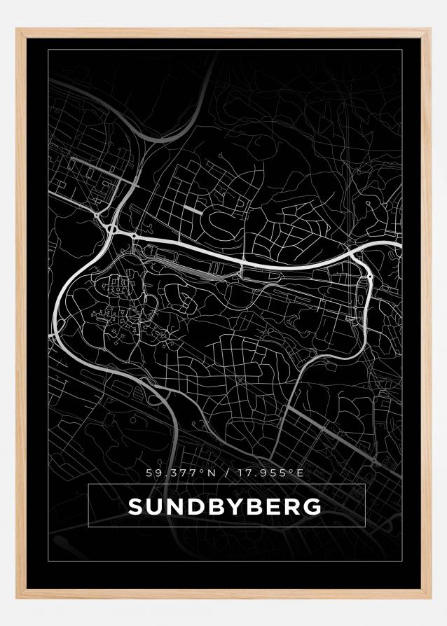 Mapa - Sundbyberg - Cartaz Preto