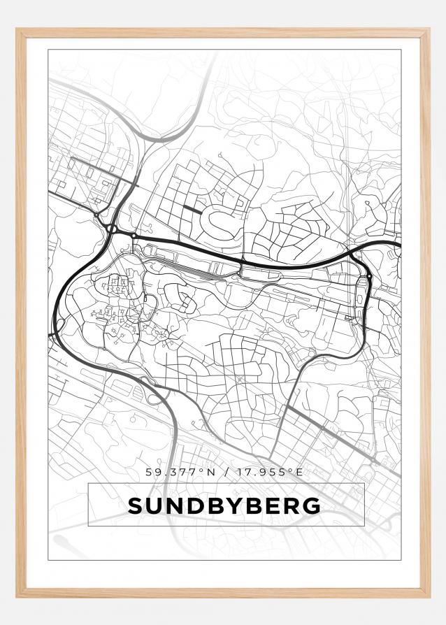 Mapa - Sundbyberg - Cartaz Branco