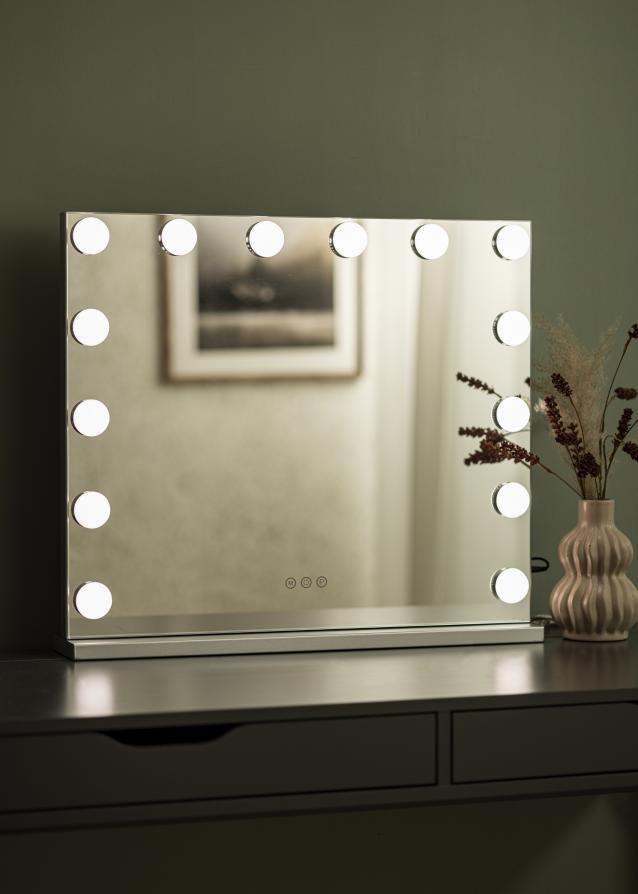 KAILA Espelho para toucador Base LED 14 Prateado 65x56 cm