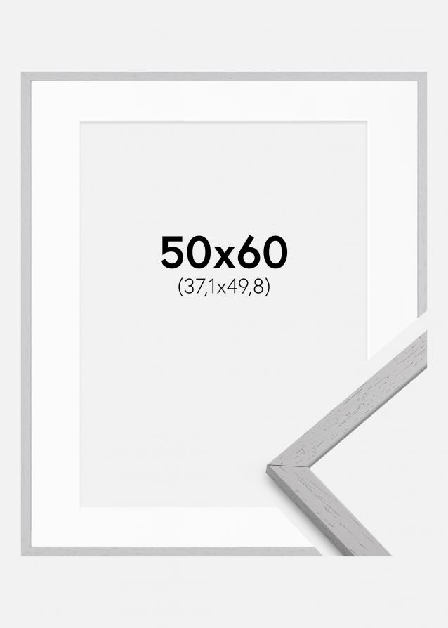 Moldura Edsbyn Grey 50x60 cm - Passe-partout Branco 15x20 inches