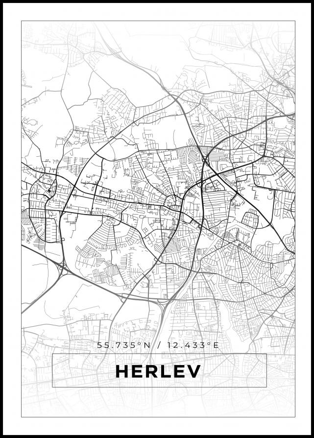 Mapa - Herlev - Cartaz Branco