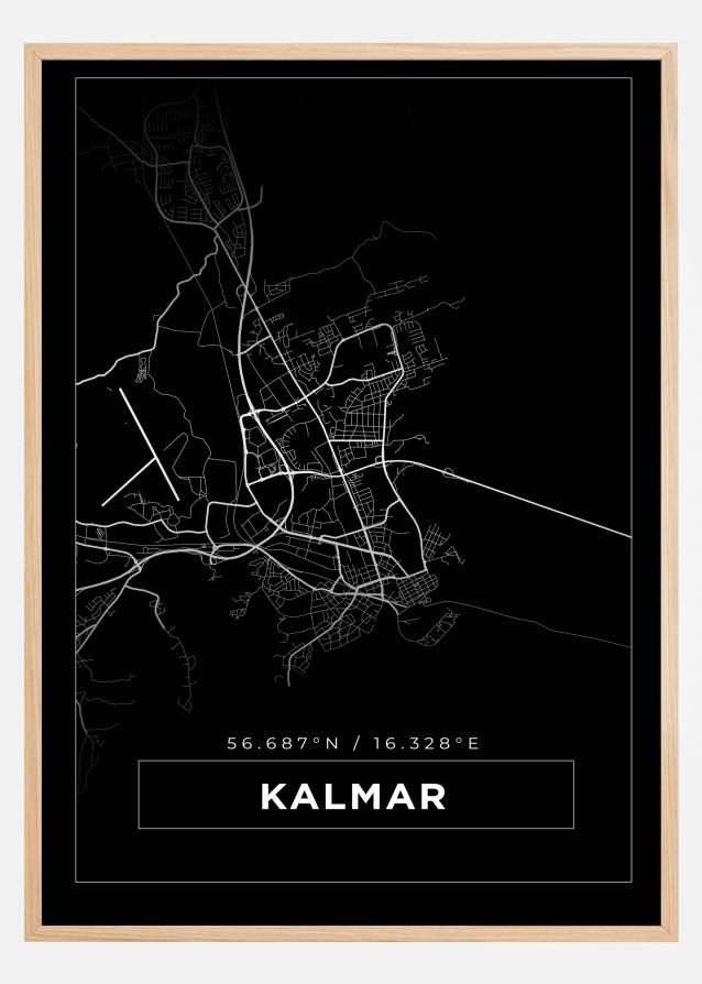 Mapa - Kalmar - Cartaz Preto