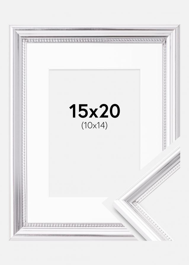 Moldura Gala Prateado 15x20 cm - Passe-partout Branco 11x15 cm