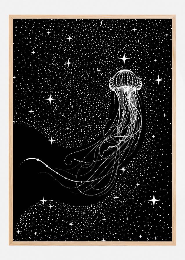 Starry Jellyfish (Black Version) Póster