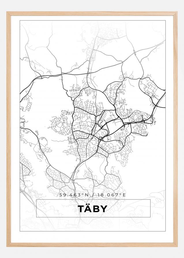 Mapa - Täby - Cartaz Branco