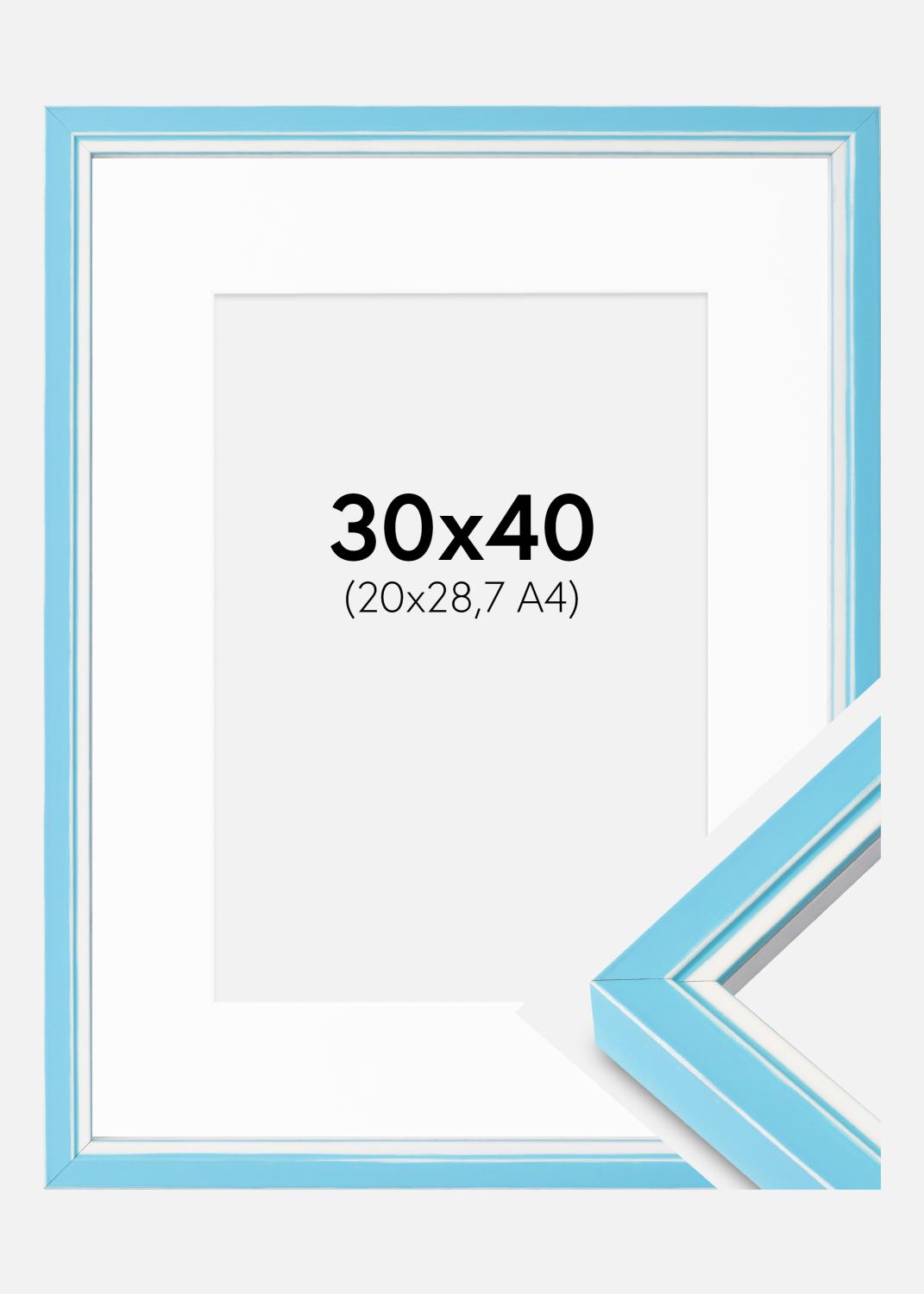 Product Image for Moldura Diana Azul Claro 30x40 cm - passe-partout Branco 21x29,7 cm