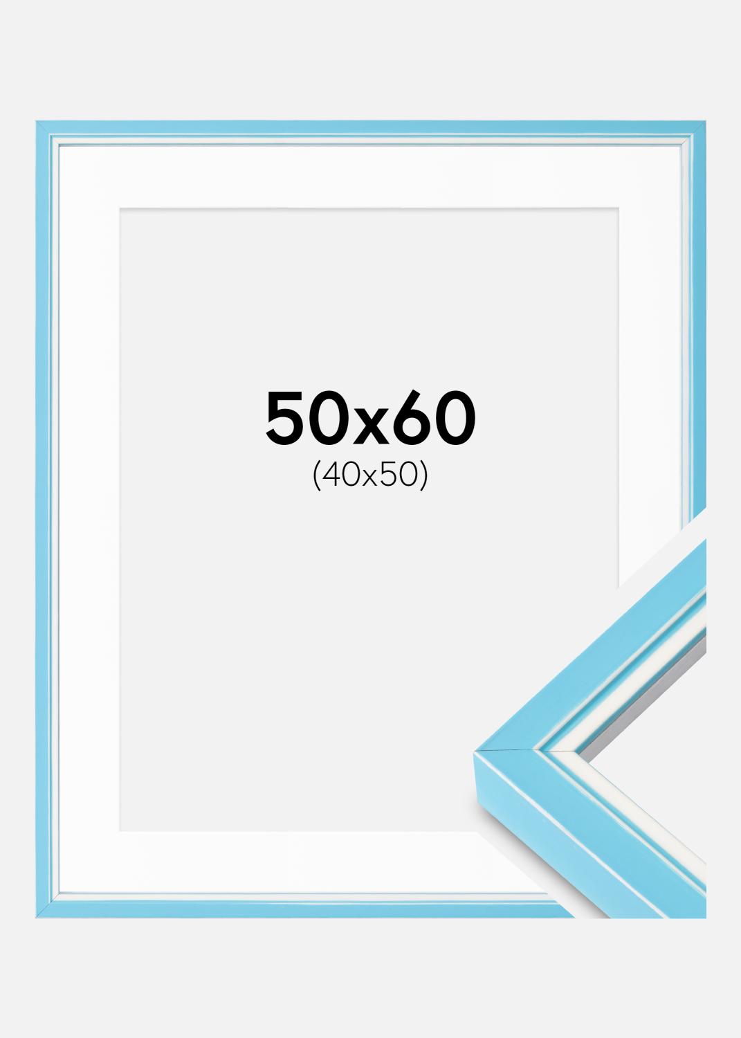 Product Image for Moldura Diana Azul Claro 50x60 cm - passe-partout Branco 41x51 cm