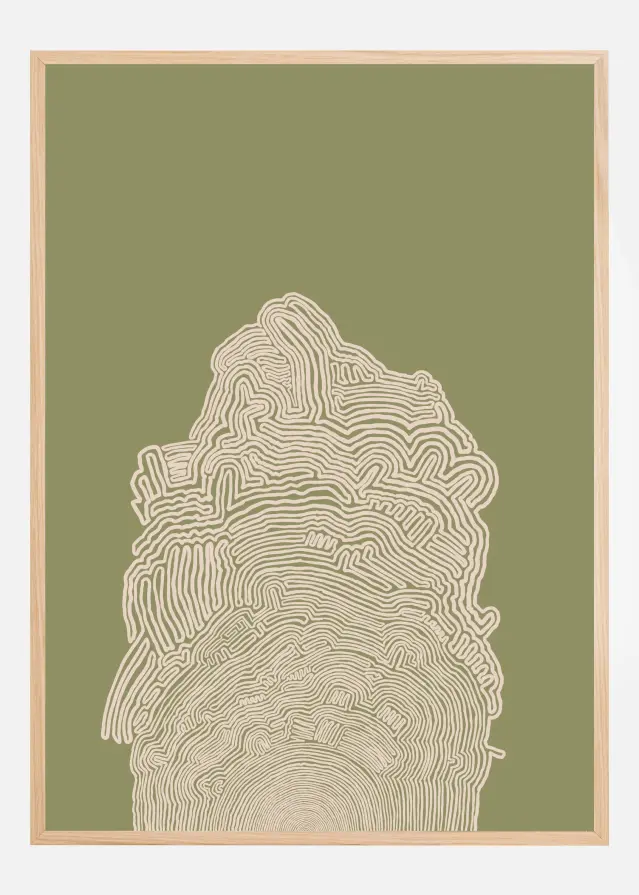 Line Drawing Green Abstract Póster