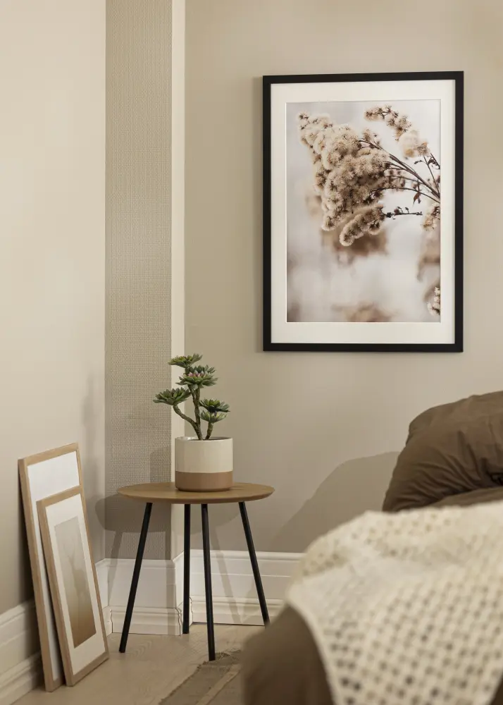 Moldura preto madeira 37,5x98 cm - passe-partout Branco 28x85 cm