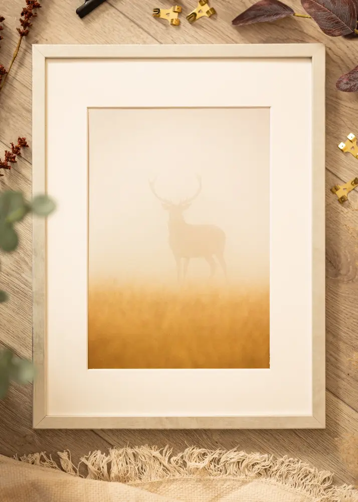 Moldura Ares Prata 50x65 cm - passe-partout Branco 40x55 cm