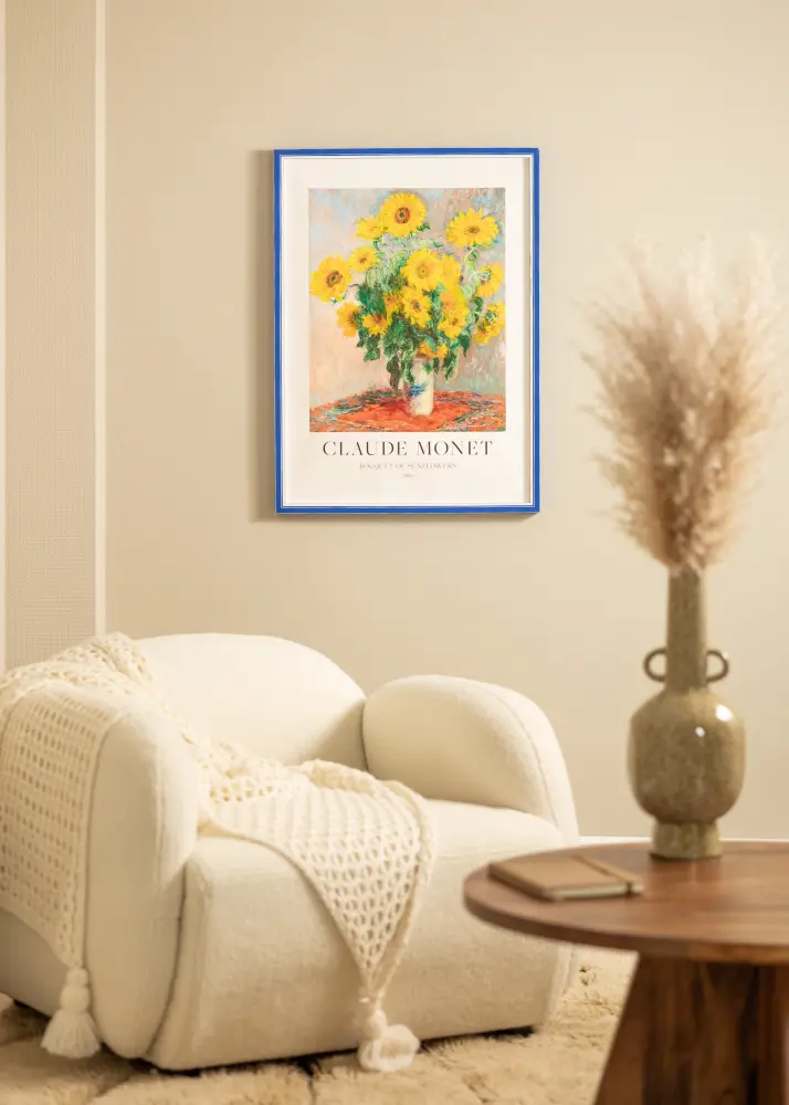 Moldura Diana Azul 50x70 cm - passe-partout Branco 40x60 cm