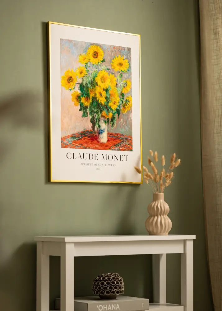 Moldura em alumínio Vidro acrílico Dourado 61x91,5 cm