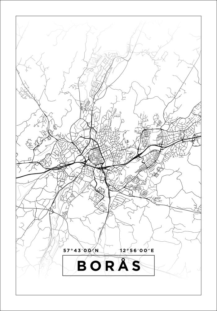 Mapa - Borås - Cartaz Branco