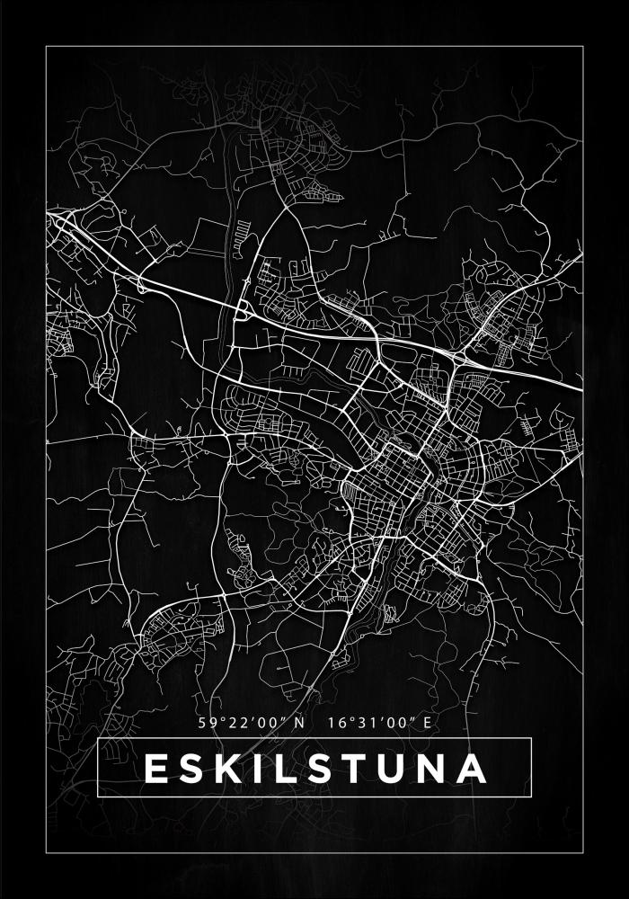 Mapa - Eskilstuna - Cartaz Preto