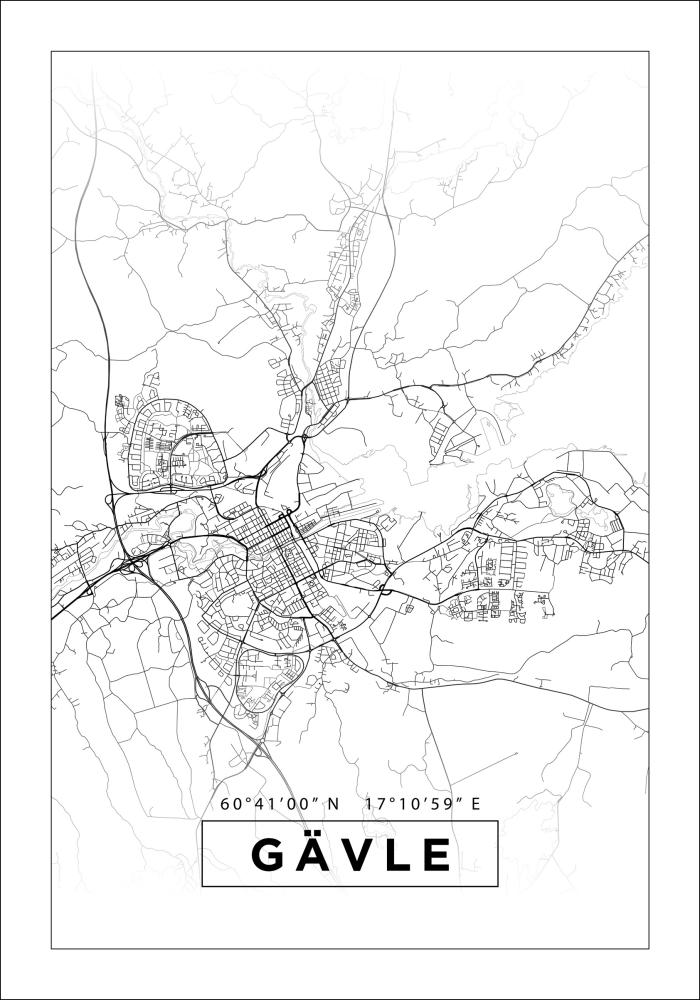 Mapa - Gävle - Cartaz Branco