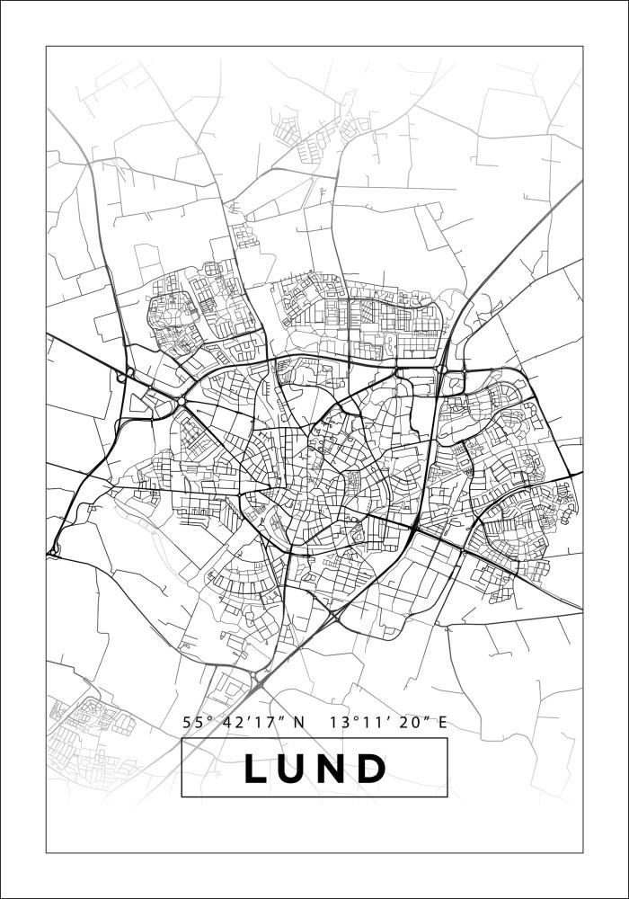 Mapa - Lund - Cartaz Branco