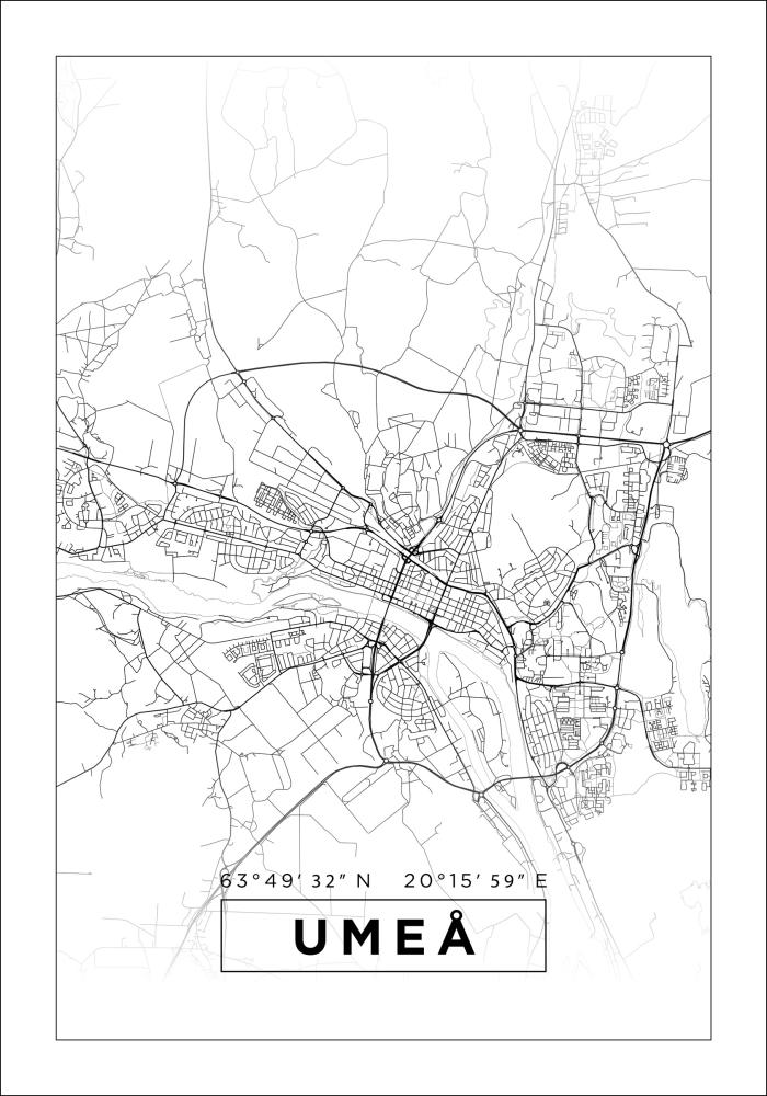 Mapa - Umeå - Cartaz Branco