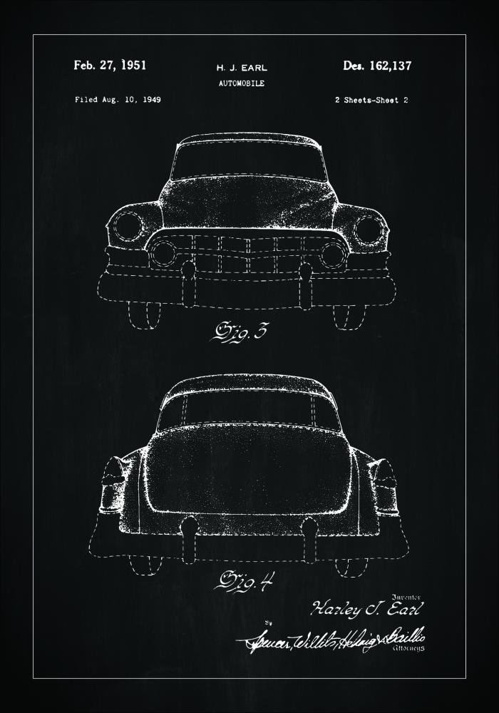 Desenho de patentes - Cadillac II - Preto Póster