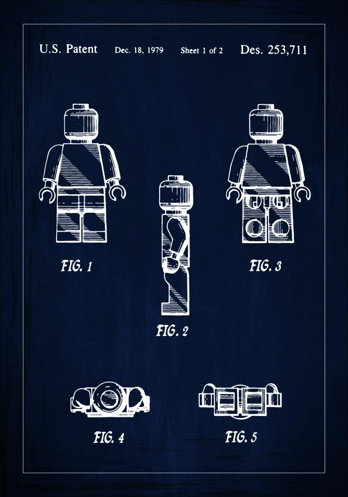 Desenho de patentes - Lego I - Azul Póster