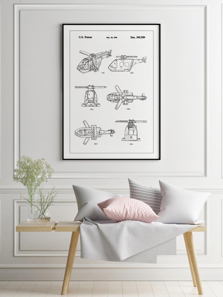 Patent Print - Lego Helicopter - White Póster