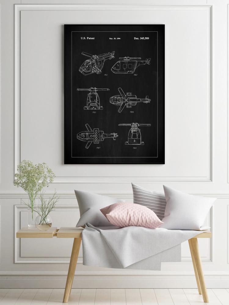 Patent Print - Lego Helicopter - Black Póster