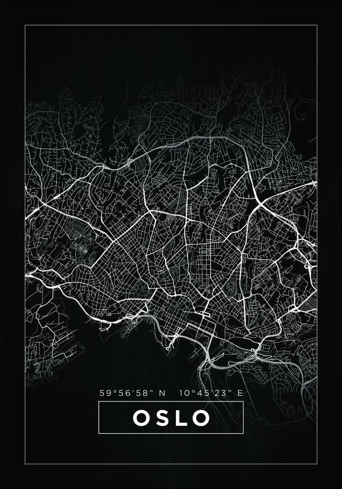 Mapa - Oslo - Preto Póster