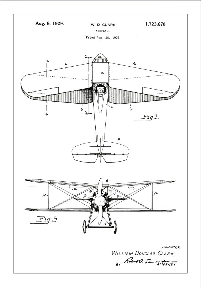 Desenho de patentes - Avião - Branco Póster