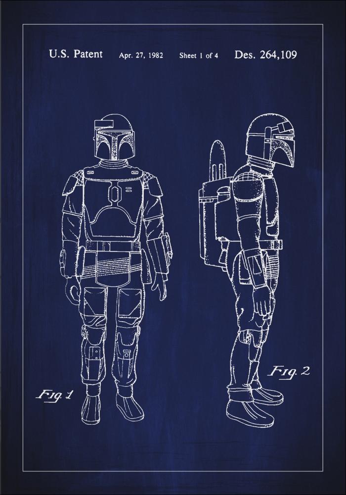 Desenho de patentes - Star Wars - Boba Fett - Azul Póster