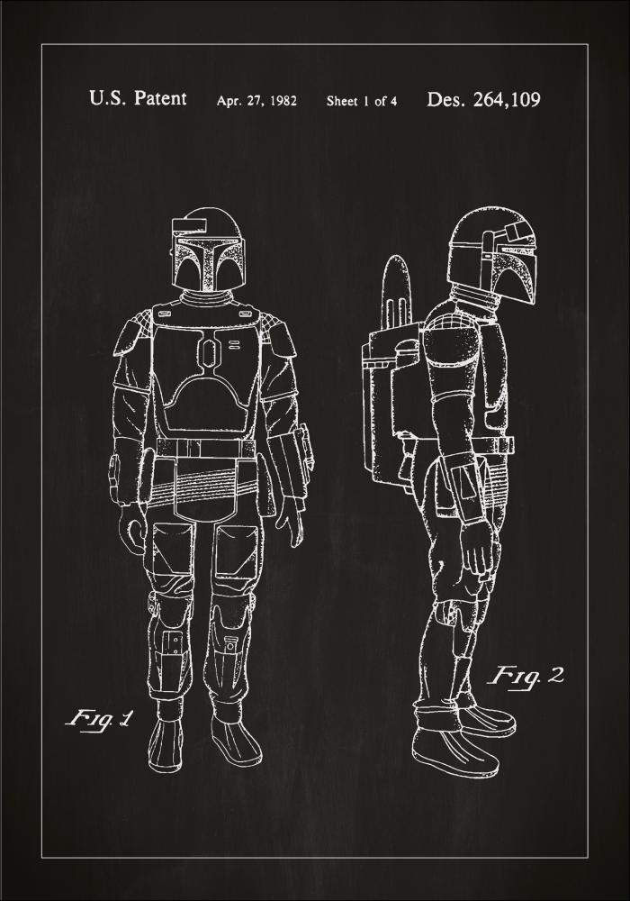 Desenho de patentes - Star Wars - Boba Fett - Preto Póster