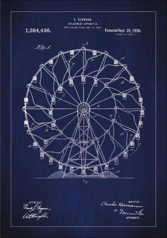 Desenho de patentes - Roda-gigante - Azul Póster