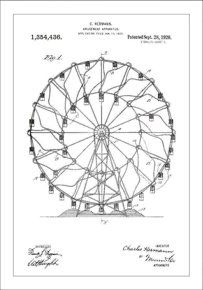 Desenho de patentes - Roda-gigante - Branco Póster