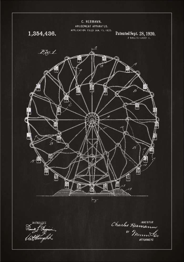 Desenho de patentes - Roda-gigante - Preto Póster