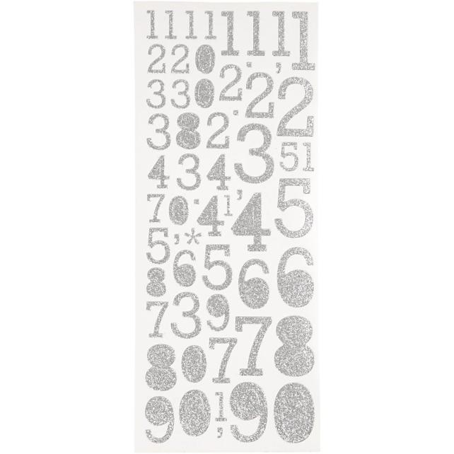 Focus Glitterstickers Prateado Numbers