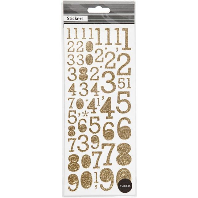 Focus Glitterstickers Dourado Numbers