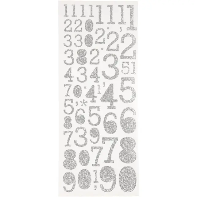 Focus Glitterstickers Prateado Numbers