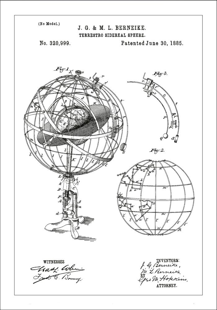 Desenho de patentes - Modelo astronómico - Branco Póster