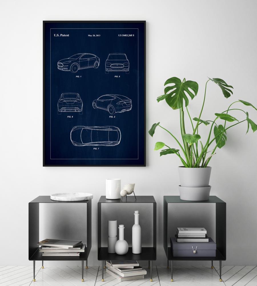 Patent Print - Tesla - Blue Póster