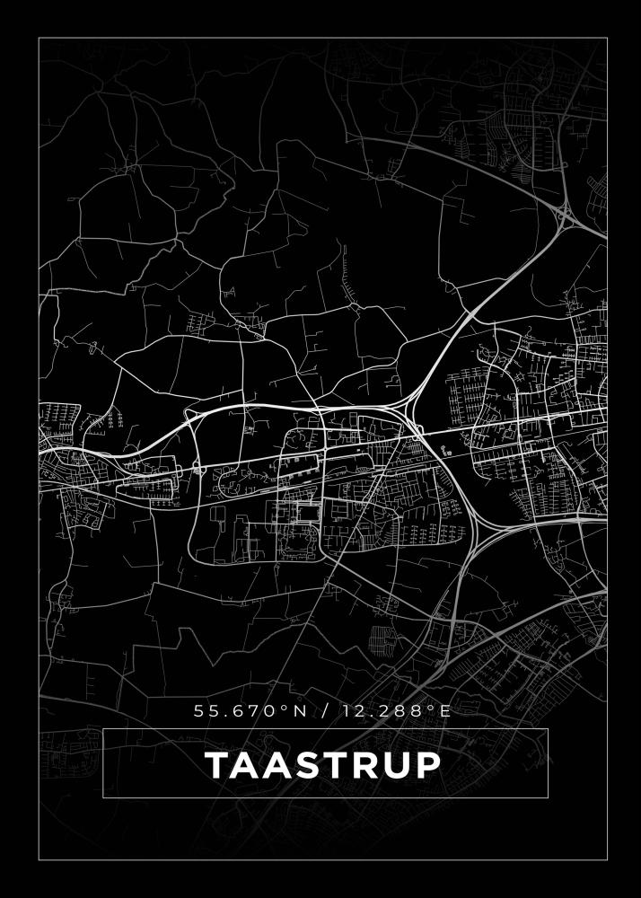 Mapa - Taastrup - Cartaz Preto